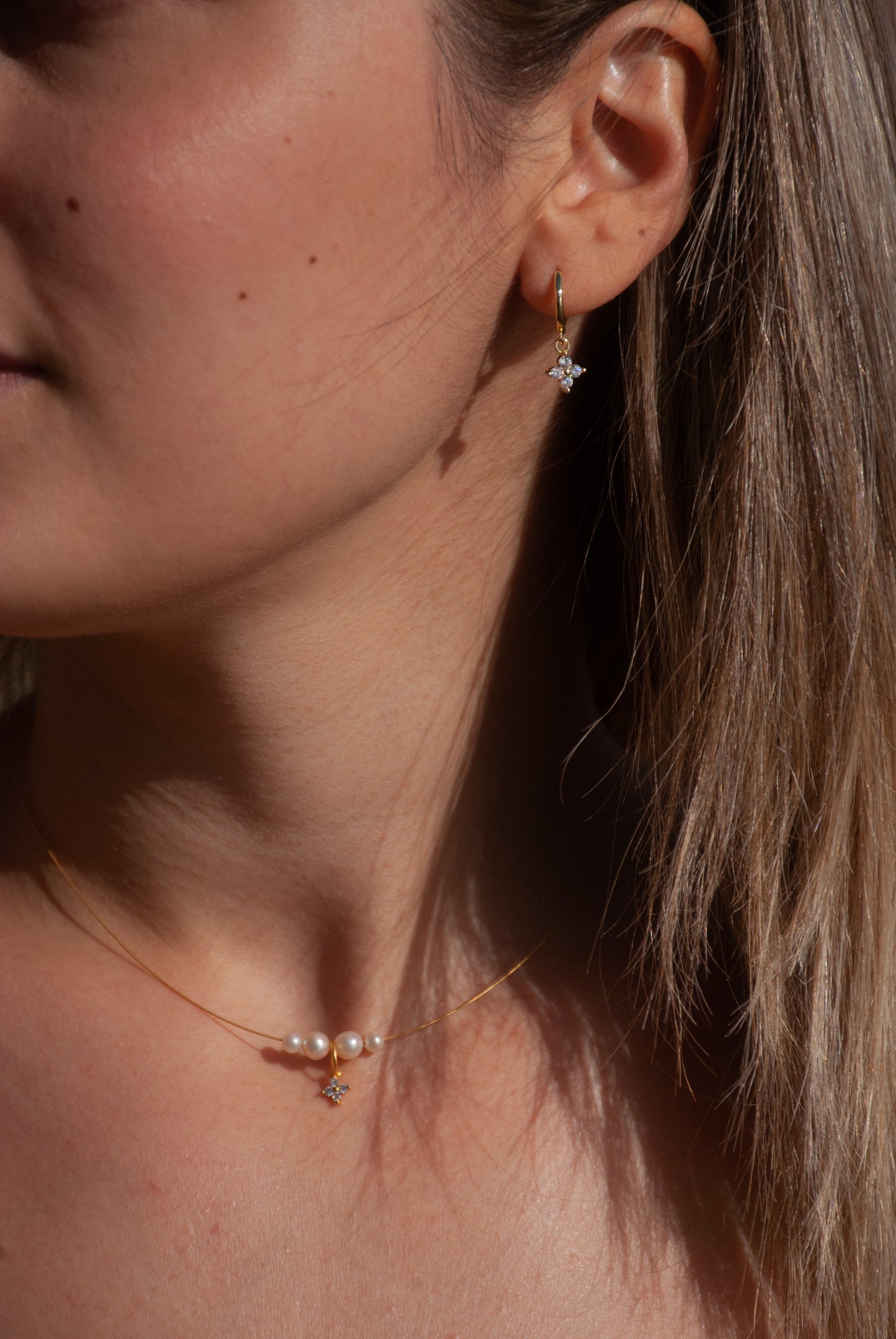 Celestial sparkle: the "Cassiopeia" Necklace with it's matching earrings.