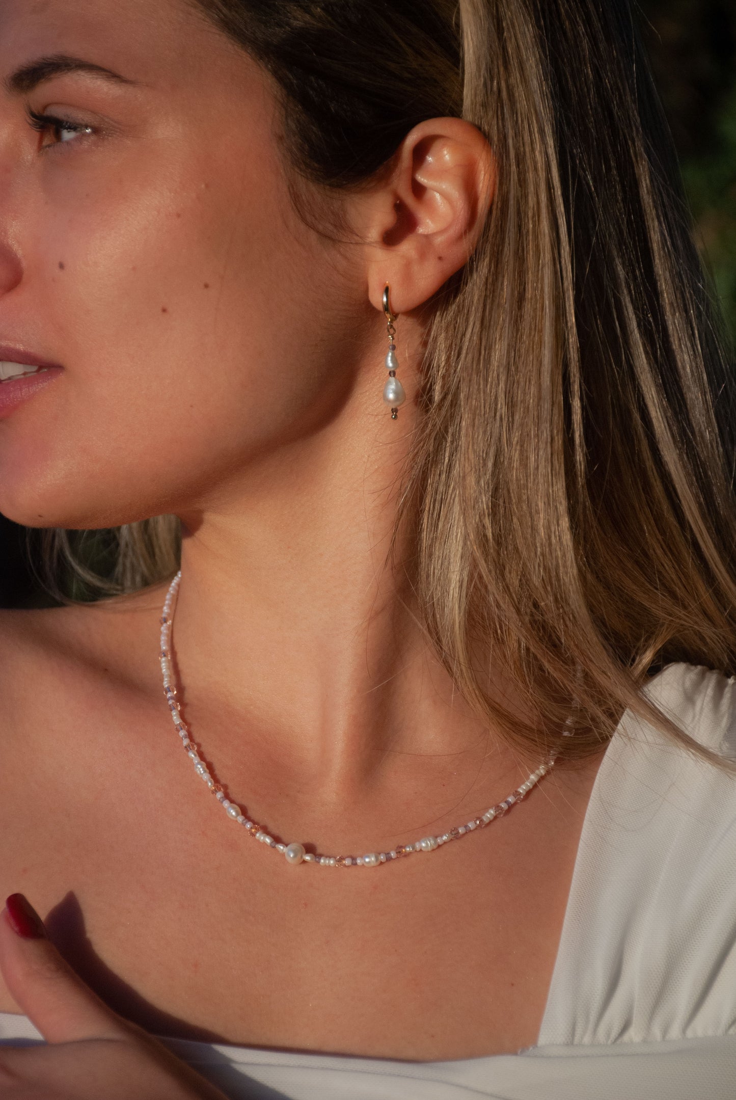 The "Eros" Necklace paired with the "Inanna" Earrings.