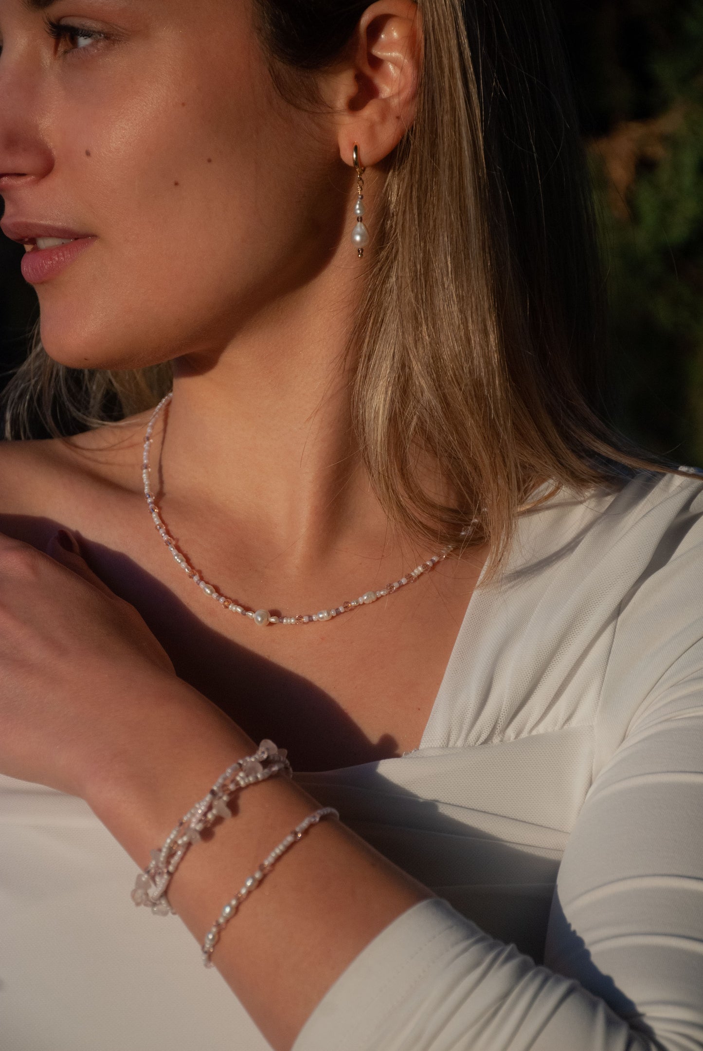 The "Eros" Necklace paired with the "Inanna" Earrings.